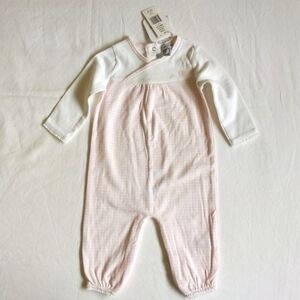 NEW absorba paris pastel pink gingham jumpsuit with petite ruffle trim 3-6 month